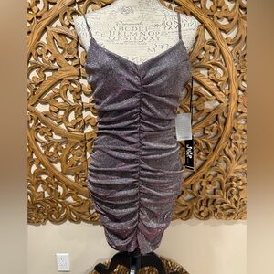 NWT Elegant Sparkle Glittery Ruched Dress